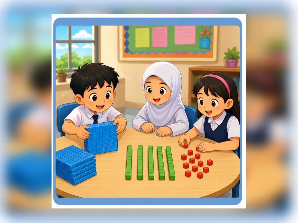 Ilustrasi kartun Matematik Tahun 2 Unit 1 Muka 2: Nilai Tempat dan Nilai Digit