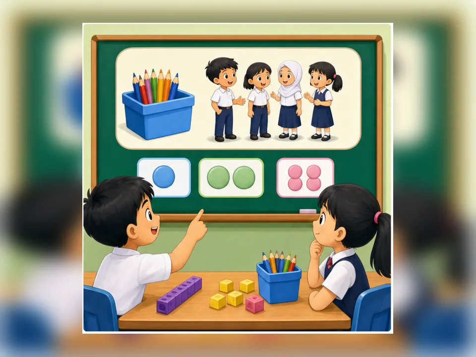 Ilustrasi kartun Matematik Tahun 2 Unit 2 Muka 4: Penyelesaian Masalah