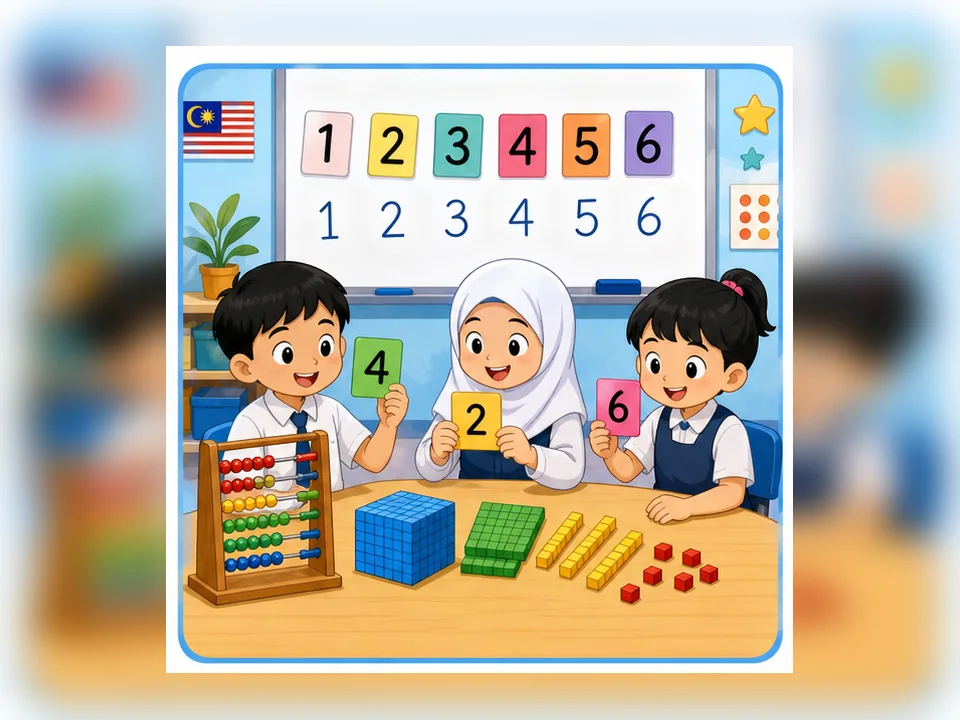 Ilustrasi kartun Matematik Tahun 3 Unit 1 Muka 1: Baca dan Tulis Nombor