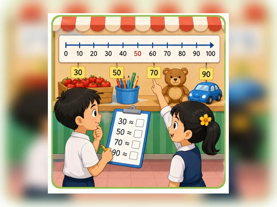 Ilustrasi kartun Matematik Tahun 3 Unit 1 Muka 3: Bundar dan Anggaran