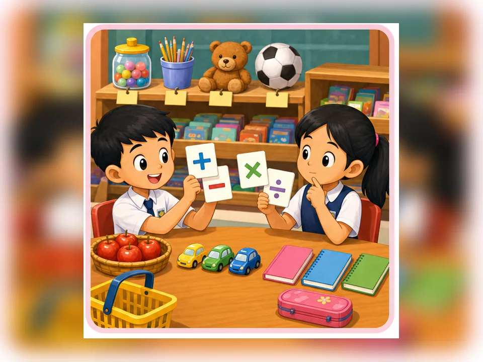 Ilustrasi kartun Matematik Tahun 3 Unit 2 Muka 4: Penyelesaian Masalah