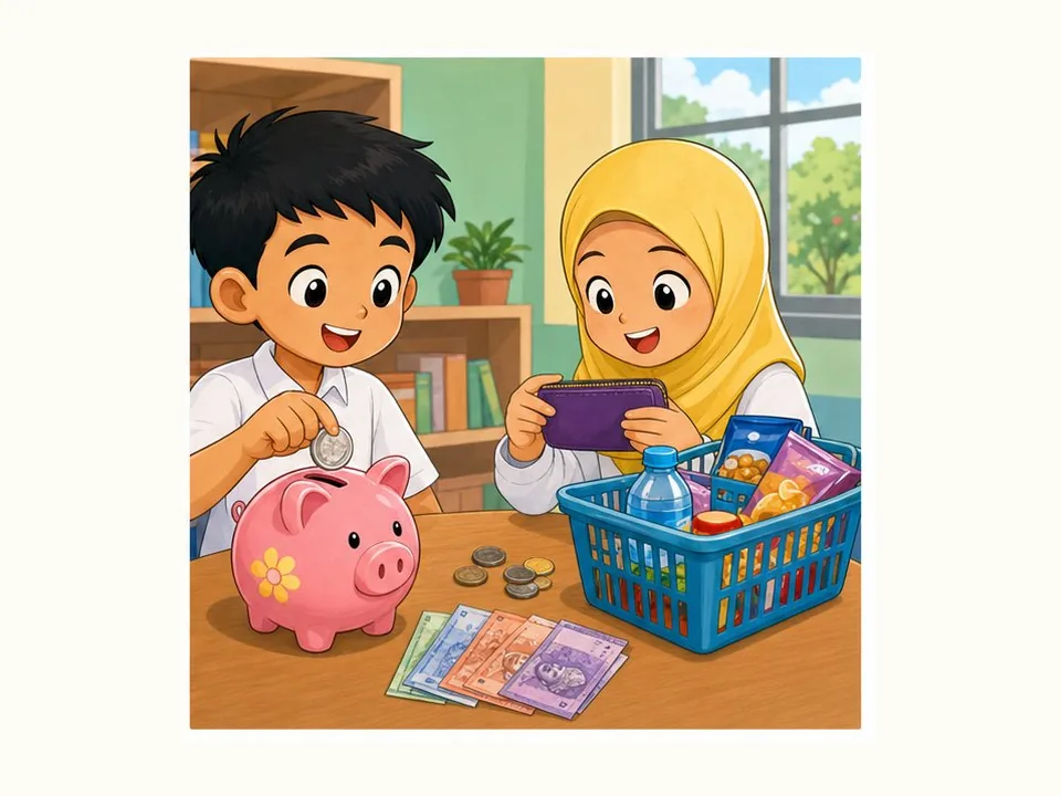Ilustrasi kartun Matematik Tahun 3 Unit 4 Muka 4: Penyelesaian Masalah Wang