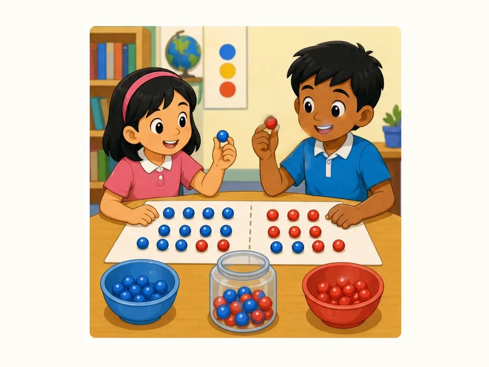 Ilustrasi kartun Matematik Tahun 3 Unit 8 Muka 3: Kenal Nisbah