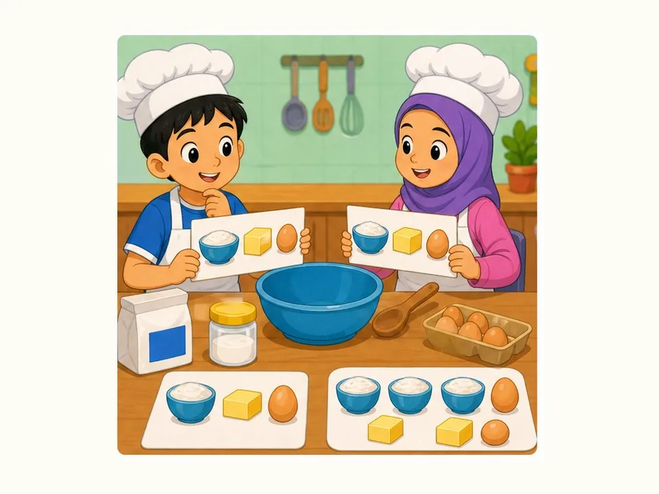 Ilustrasi kartun Matematik Tahun 3 Unit 8 Muka 4: Kadaran Mudah