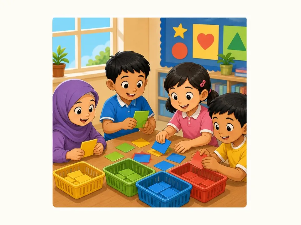 Ilustrasi kartun Matematik Tahun 3 Unit 9 Muka 1: Kumpul dan Susun Data