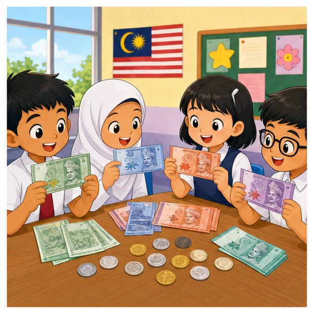 Murid mengenal nilai wang ringgit dan syiling