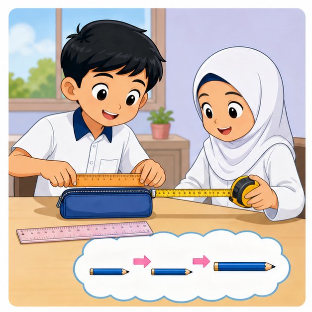 Visual penukaran unit panjang
