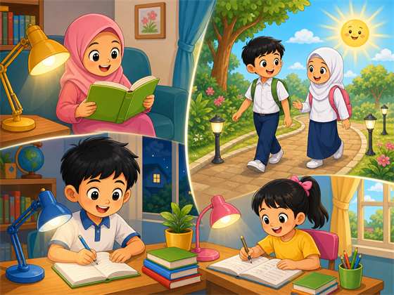 Kartun kepentingan cahaya dalam kehidupan harian