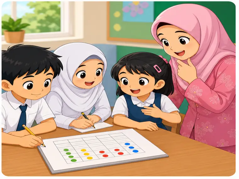 Murid merekod pemerhatian dalam jadual