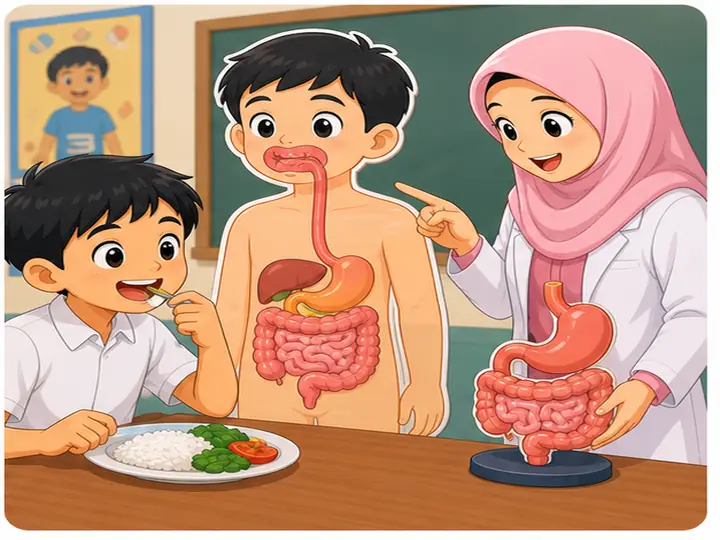 Laluan makanan dalam sistem pencernaan manusia
