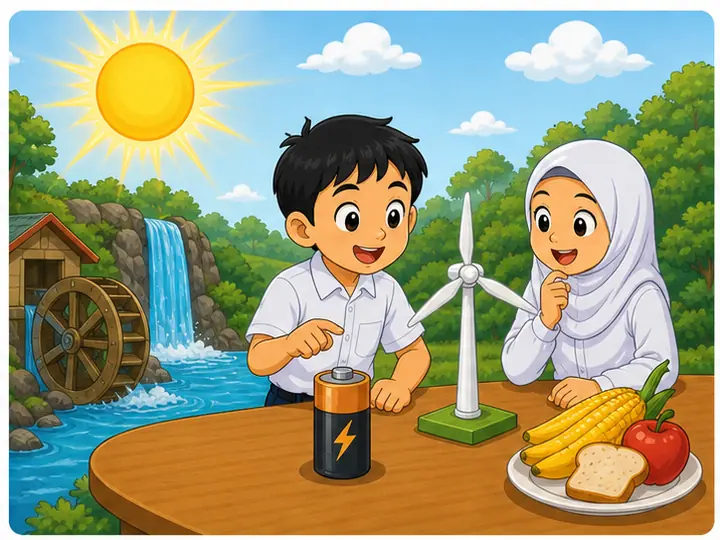 Murid mempelajari sumber tenaga