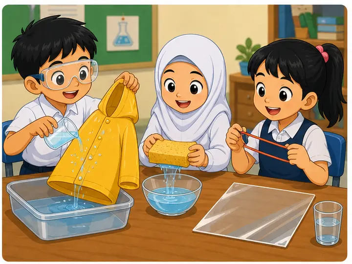Murid menguji sifat bahan