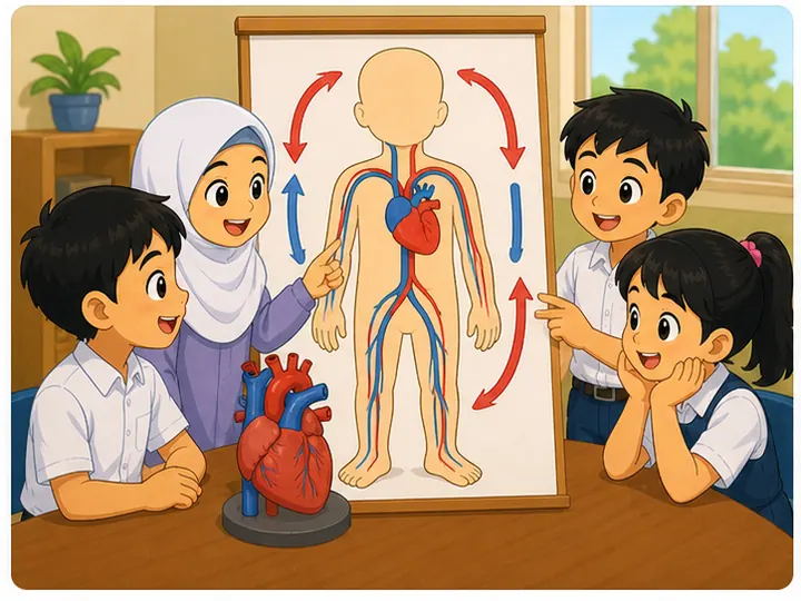 Murid belajar sistem peredaran darah melalui carta ringkas