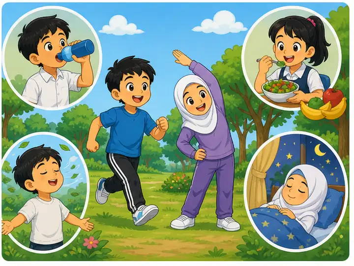 Murid mengamalkan gaya hidup sihat