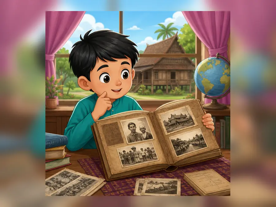Ilustrasi kartun Sejarah Tahun 4 Unit 1 Muka 1