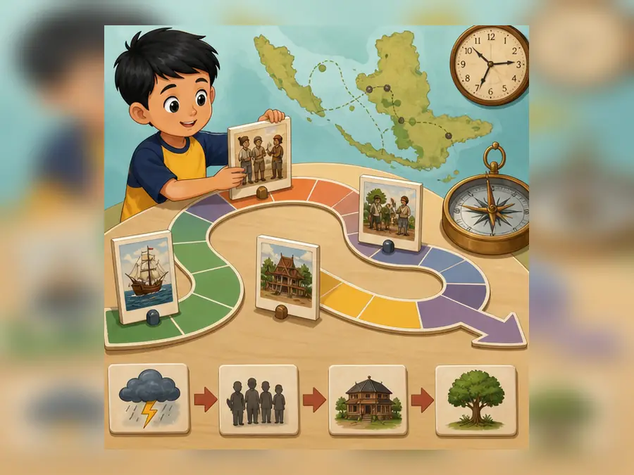 Ilustrasi kartun Sejarah Tahun 4 Unit 1 Muka 4