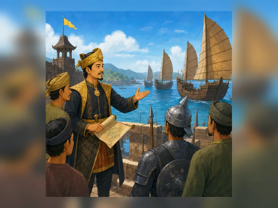 Ilustrasi kartun Sejarah Tahun 4 Unit 10 Muka 3