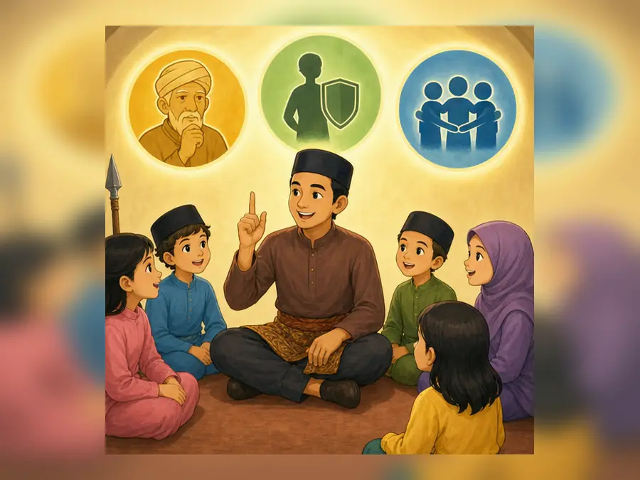 Ilustrasi kartun Sejarah Tahun 4 Unit 10 Muka 4