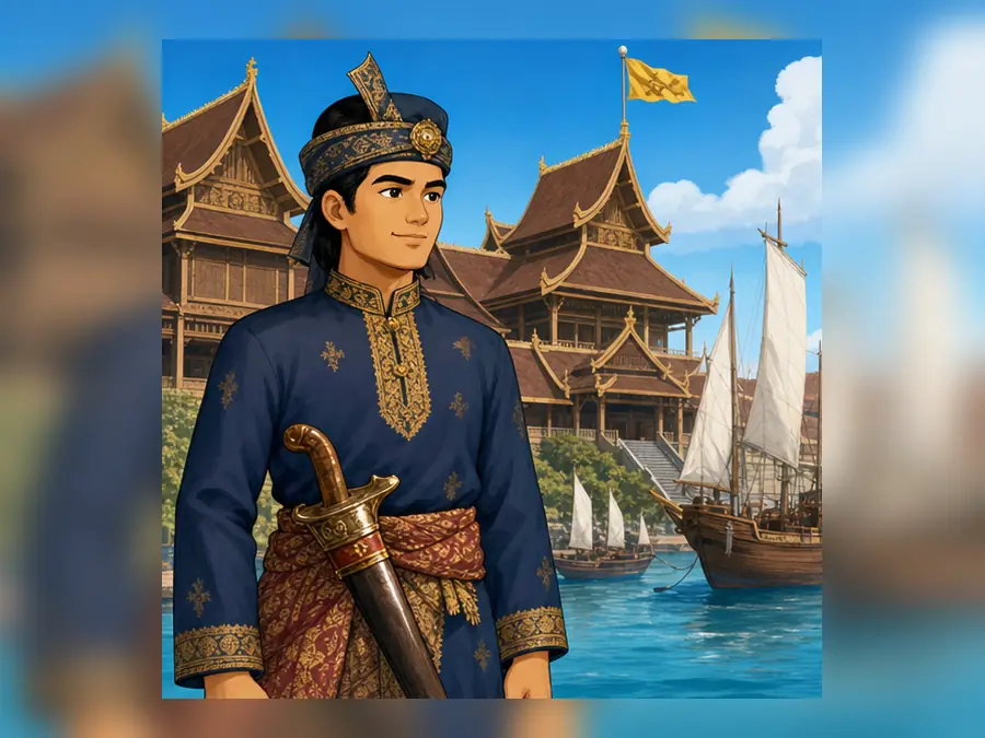 Ilustrasi kartun Sejarah Tahun 4 Unit 11 Muka 1