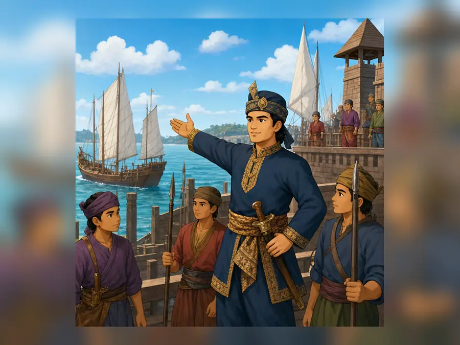 Ilustrasi kartun Sejarah Tahun 4 Unit 11 Muka 2