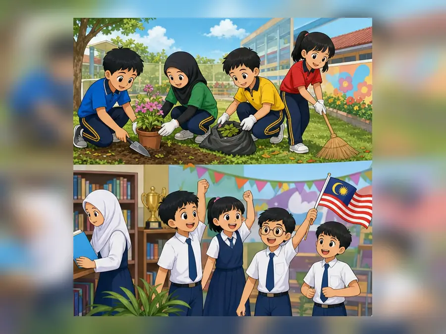 Ilustrasi kartun Sejarah Tahun 4 Unit 3 Muka 4