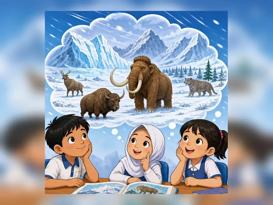 Ilustrasi kartun Sejarah Tahun 4 Unit 5 Muka 1