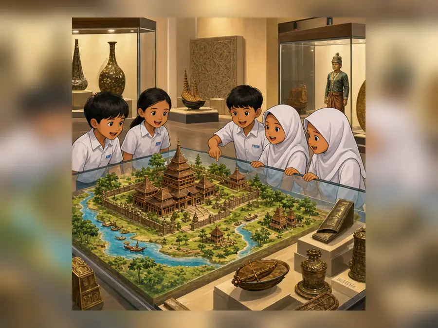 Ilustrasi kartun Sejarah Tahun 4 Unit 7 Muka 4