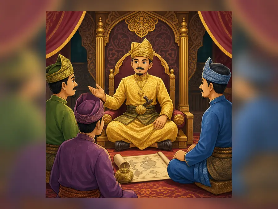 Ilustrasi kartun Sejarah Tahun 4 Unit 8 Muka 2