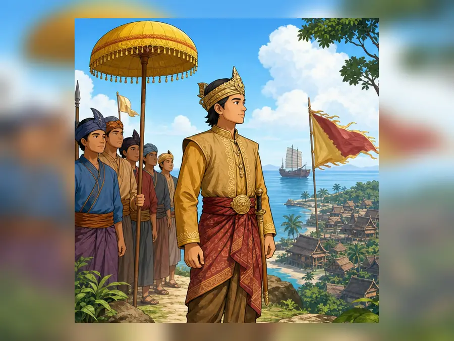 Ilustrasi kartun Sejarah Tahun 4 Unit 9 Muka 1