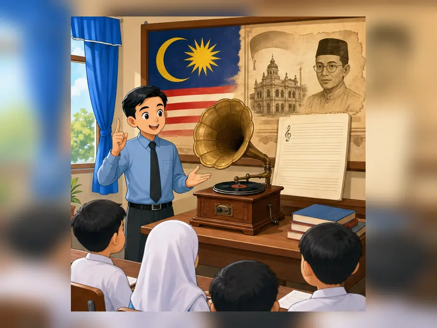 Ilustrasi kartun Sejarah Tahun 5 Unit 10 Muka 1