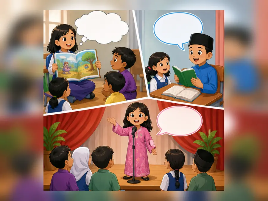 Ilustrasi kartun Sejarah Tahun 5 Unit 11 Muka 3