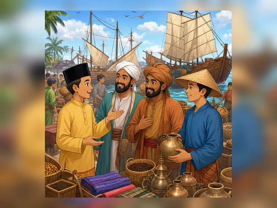 Ilustrasi kartun Sejarah Tahun 5 Unit 3 Muka 2