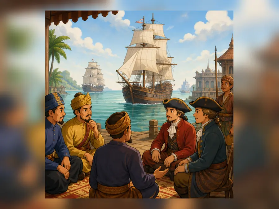 Ilustrasi kartun Sejarah Tahun 5 Unit 4 Muka 2