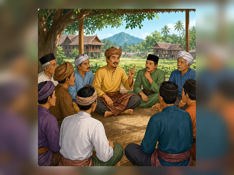 Ilustrasi kartun Sejarah Tahun 5 Unit 5 Muka 1