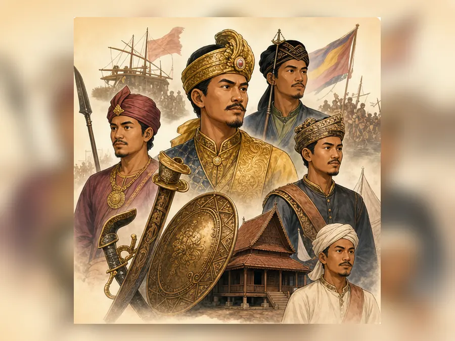 Ilustrasi kartun Sejarah Tahun 5 Unit 5 Muka 2