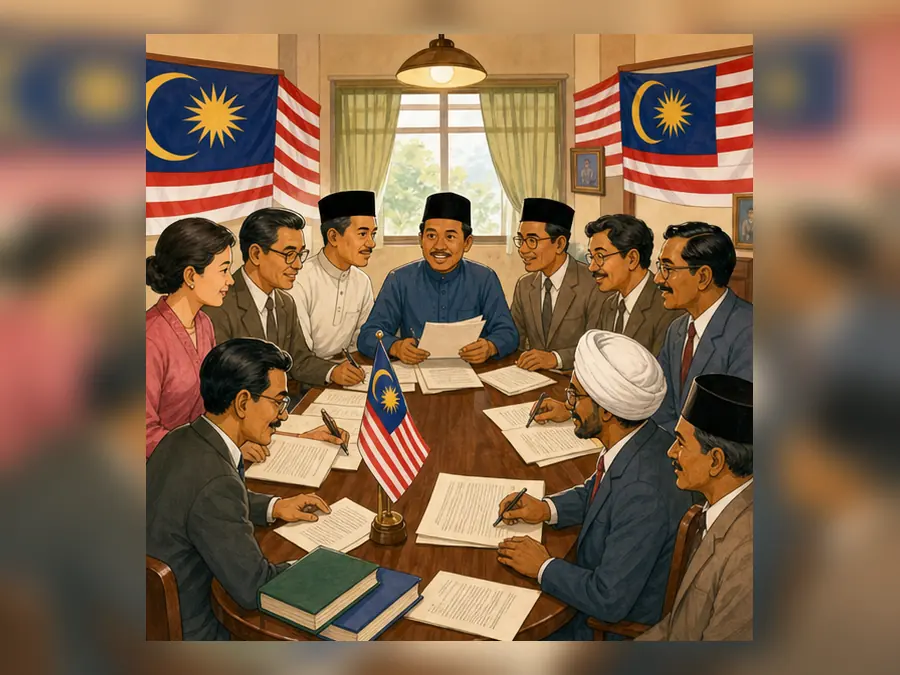 Ilustrasi kartun Sejarah Tahun 5 Unit 6 Muka 1