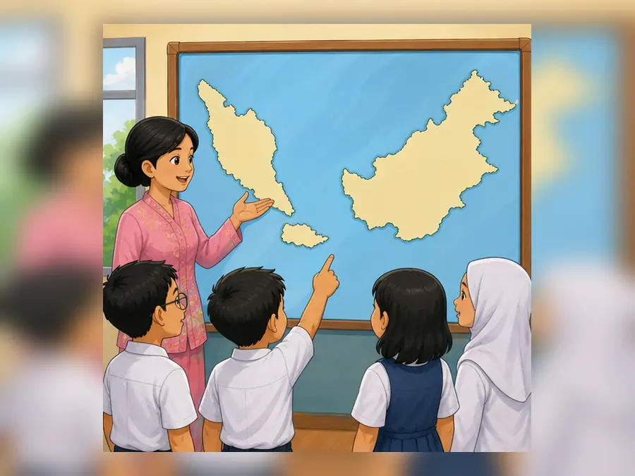 Ilustrasi kartun Sejarah Tahun 6 Unit 1 Muka 1