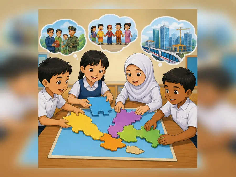 Ilustrasi kartun Sejarah Tahun 6 Unit 1 Muka 2