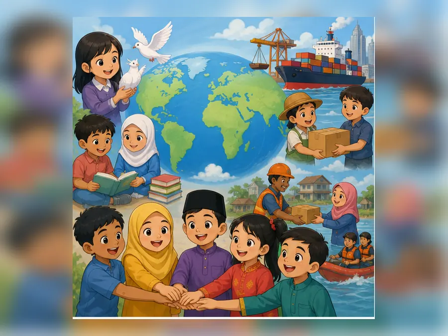 Ilustrasi kartun Sejarah Tahun 6 Unit 10 Muka 4