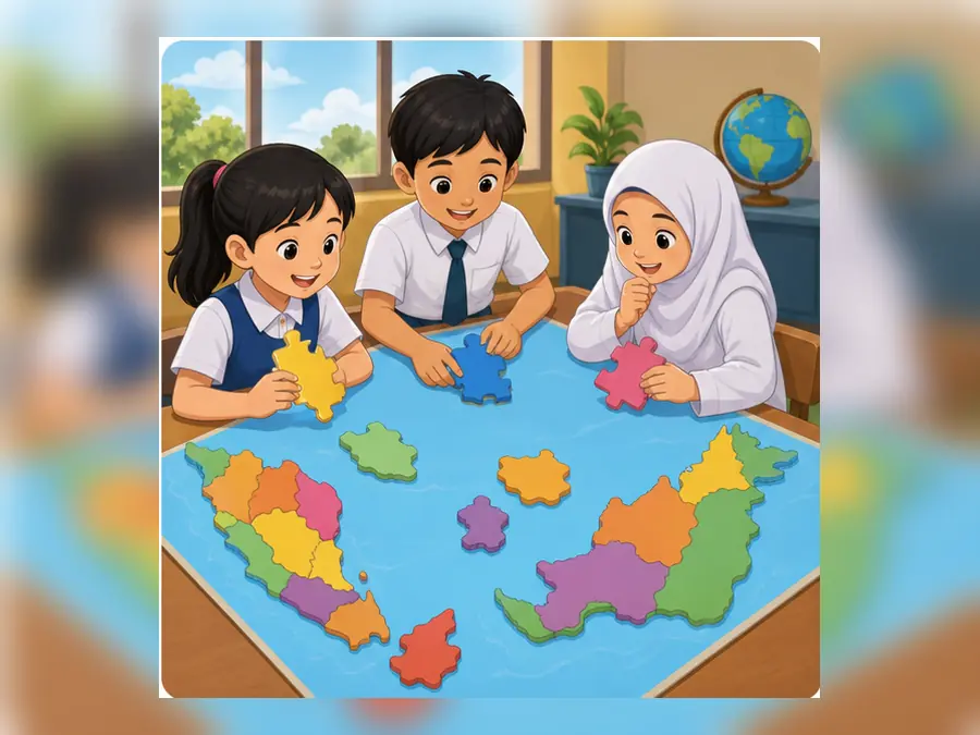 Ilustrasi kartun Sejarah Tahun 6 Unit 2 Muka 1