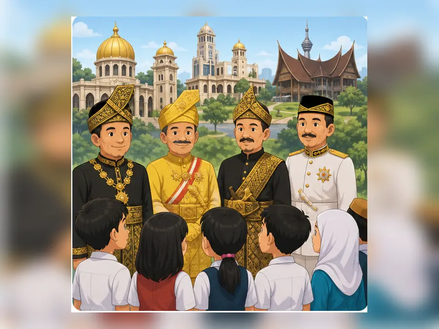 Ilustrasi kartun Sejarah Tahun 6 Unit 2 Muka 3