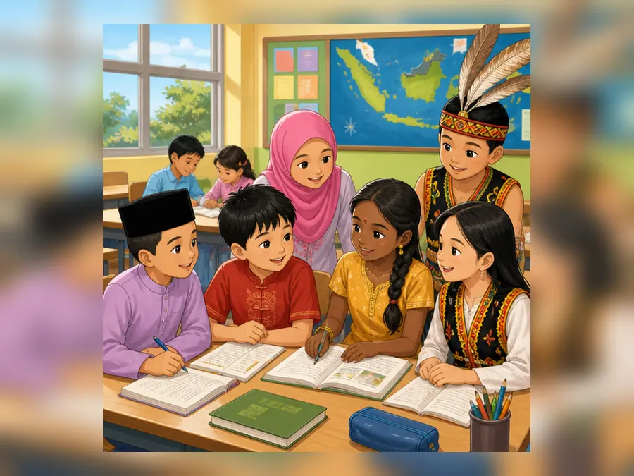 Ilustrasi kartun Sejarah Tahun 6 Unit 4 Muka 1