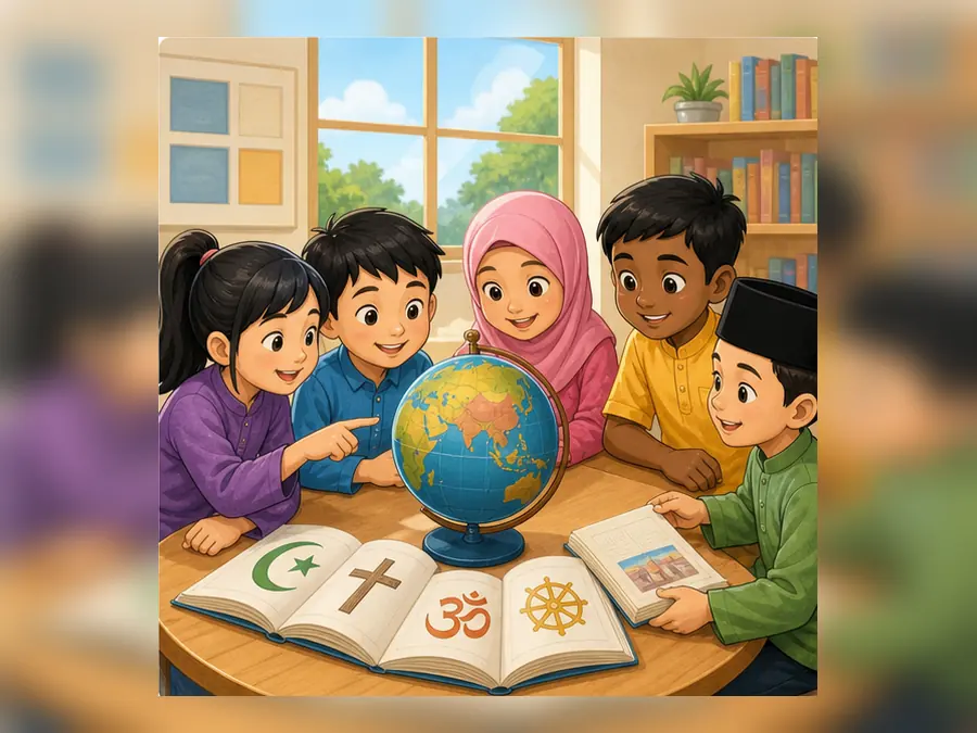 Ilustrasi kartun Sejarah Tahun 6 Unit 5 Muka 1