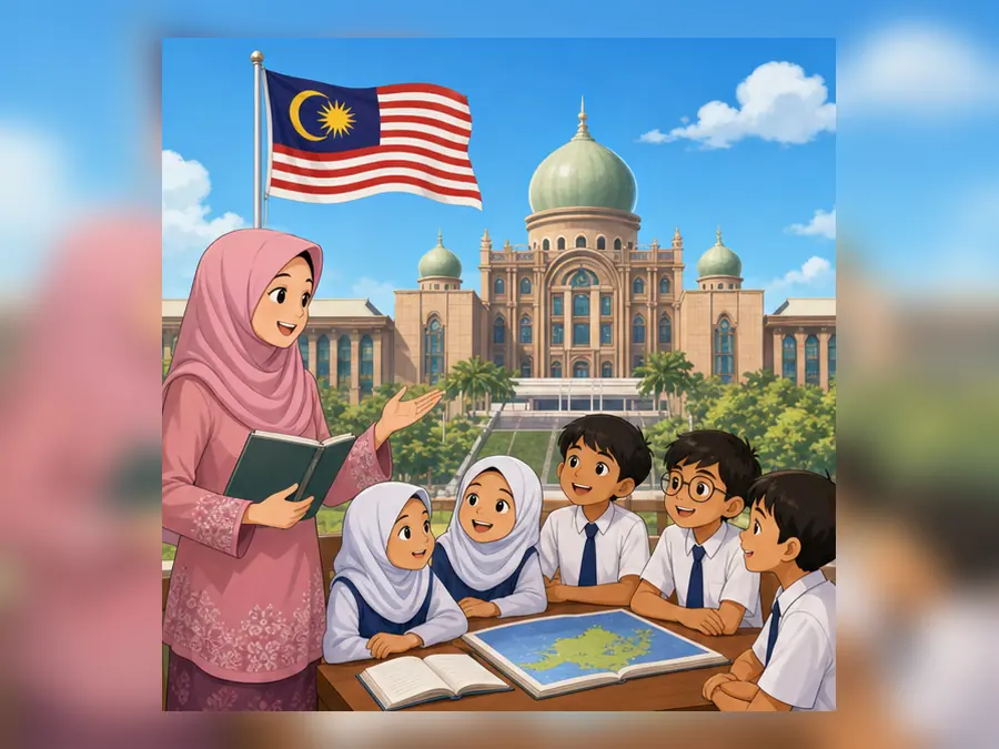 Ilustrasi kartun Sejarah Tahun 6 Unit 7 Muka 1