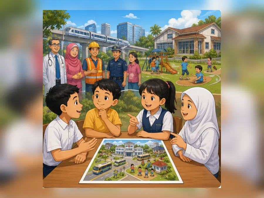 Ilustrasi kartun Sejarah Tahun 6 Unit 8 Muka 4