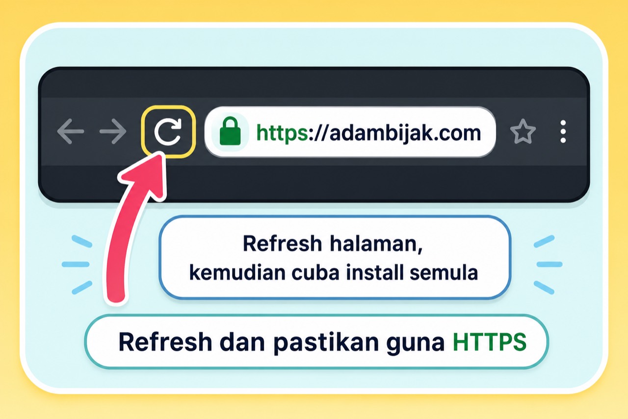 Refresh halaman dan pastikan guna HTTPS