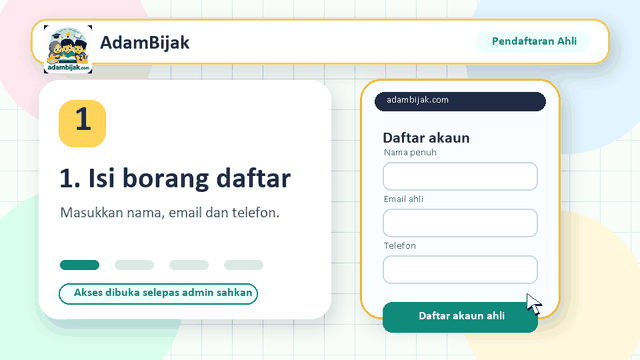 Demo cara daftar ahli AdamBijak, scan QR bayaran dan hantar makluman bayaran